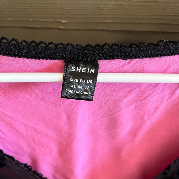 SHEIN ICON 90s Floral Print Bow Front Lettuce Trim Crop Mesh Tee Y2K XL - Picture 9 of 12